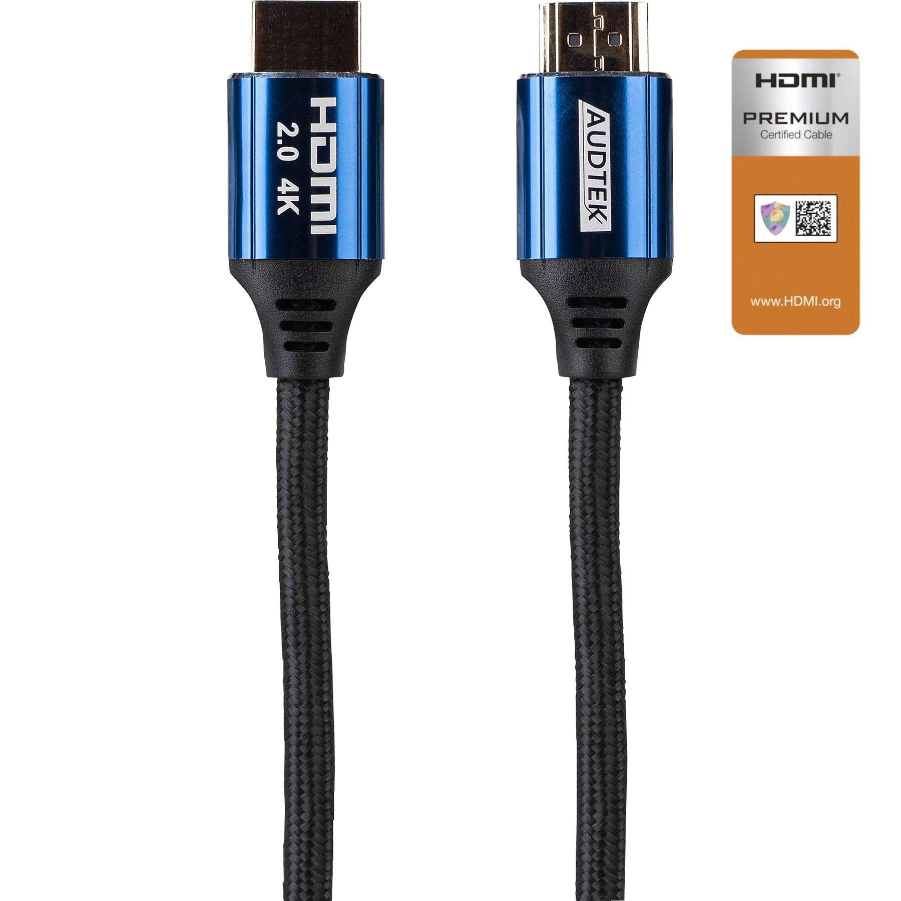 Audtek Premium Certified HD HDMI 2.0 Cable 4K@60 Hz HDR 4:4:4 18 Gbps 3 ft.