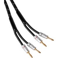 Audtek 6 ft. 14 AWG Professional Grade Braided Speaker Cable Wire with Gold Plated Banana Plugs