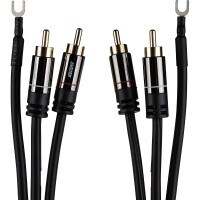 Audtek Premium Dual 6 ft. RCA Turntable Cable with External Ground Wire