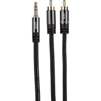 Audtek 3 ft. Premium 2 RCA Male to 1 Slim 3.5mm Stereo Male Y Adapter Cable