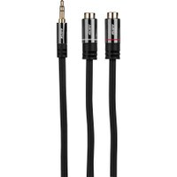 Audtek 6&quot; Premium Slim 3.5mm Stereo Male to 2 RCA Female Y Adapter Cable