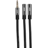 Audtek 6&quot; Premium Slim 3.5mm Stereo Male to 2 Slim 3.5mm Stereo Female Y Adapter Cable
