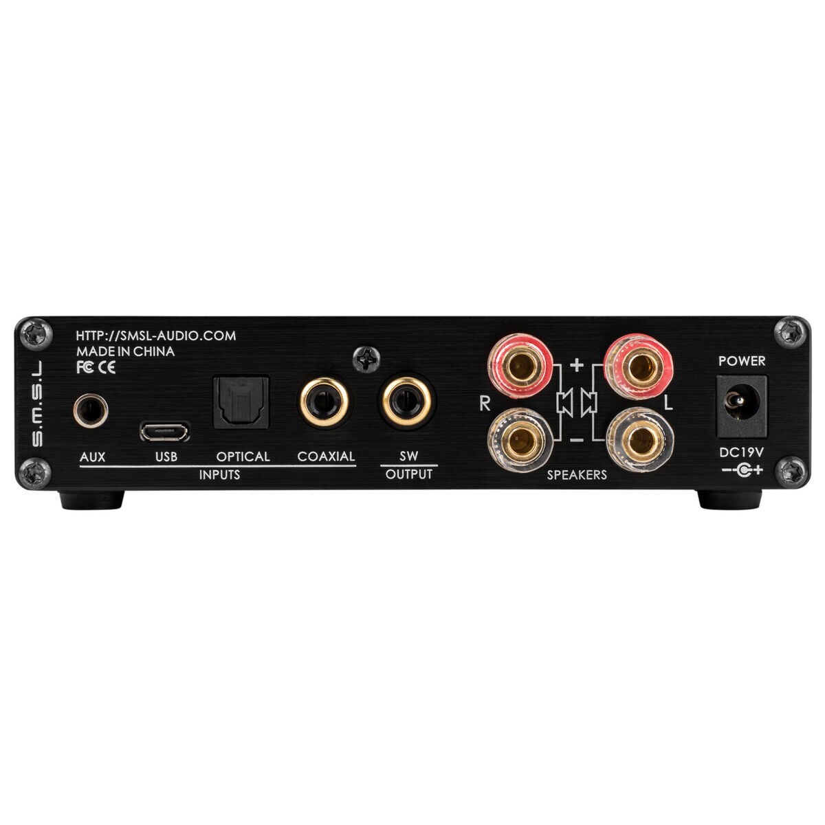 Smsl Q5 Pro Stereo Amplifier Usb Optical Coaxial Dac With Subwoofer Output 2x40w