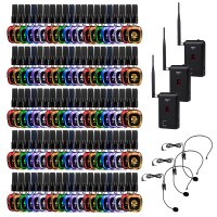 Talent Silent Disco Prism Color Changing Headphone 100 Pack with 3 Portable Transmitters