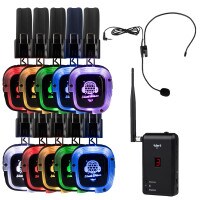 Talent Silent Disco Prism Color Changing Headphone 10 Pack with Portable Transmitter