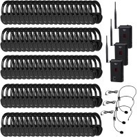 Talent Noir Premium Tour Guide Headphones 100 Pack with 3 Portable Transmitters