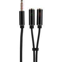 3.5mm 4P to 3.5mm Microphone and Stereo Headphone Y Adapter Cable 6&quot;