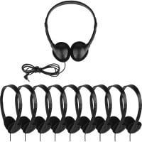 Mini Stereo Lightweight Classroom Headphones with Twistable Earpieces and 4 ft. Cord 10 pack