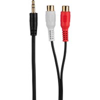 2 RCA Female to 3.5mm Stereo Male Y Adapter Cable with Gold Plated Connectors 6&quot;