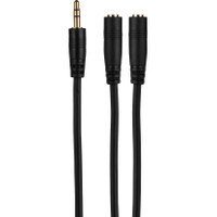 3.5mm Stereo Male to Two 3.5mm Stereo Female Y Adapter Splitter Cable with Gold Plated Connectors 3&quot;