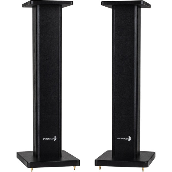 Detailed view of the Dayton Audio speaker stands