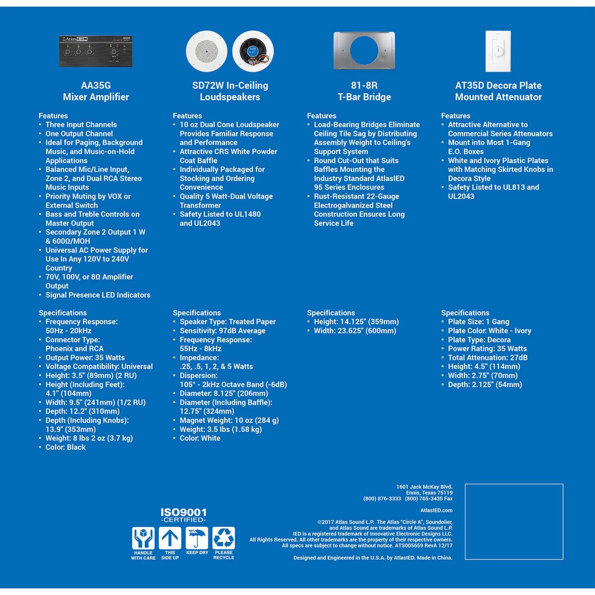 Atlas Sound EZSYS-BGM-C Complete Music and Paging System for Ceiling ...