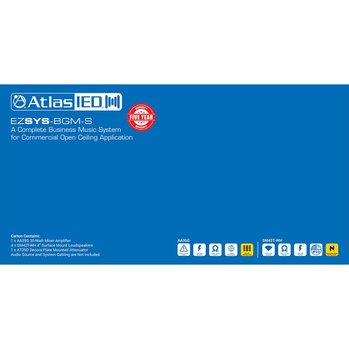 Atlas Sound Ezsys Bgm S Complete Music And Paging System For Surface Mount Applications