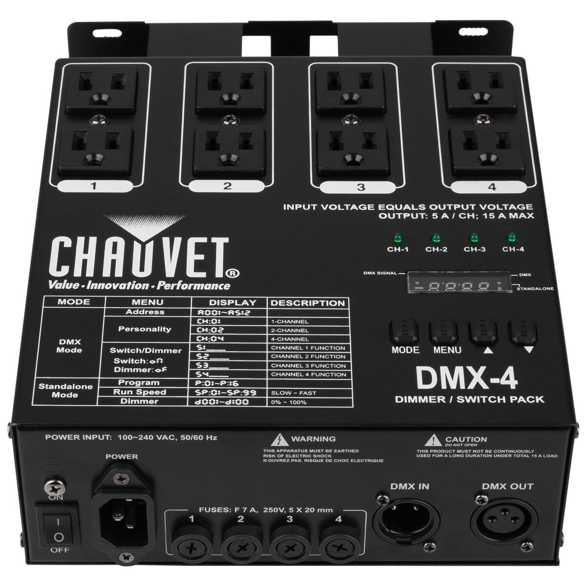 sueño asesino ecuador Chauvet DJ DMX-4 4-Ch DMX Dimmer / Relay Pack