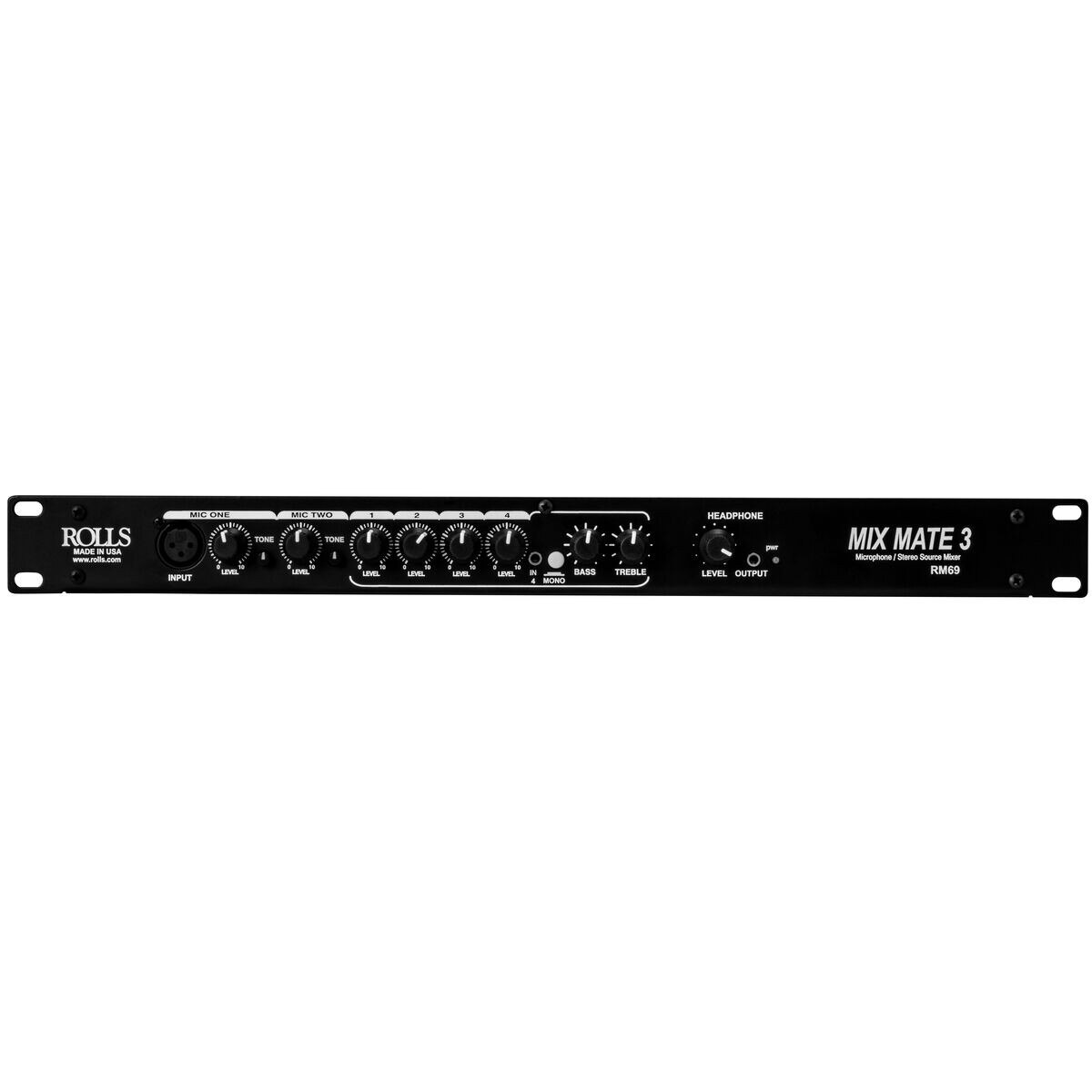 Rolls RM69 MixMate 3 1U Rack Mount 6-Channel Mic/Line Mixer