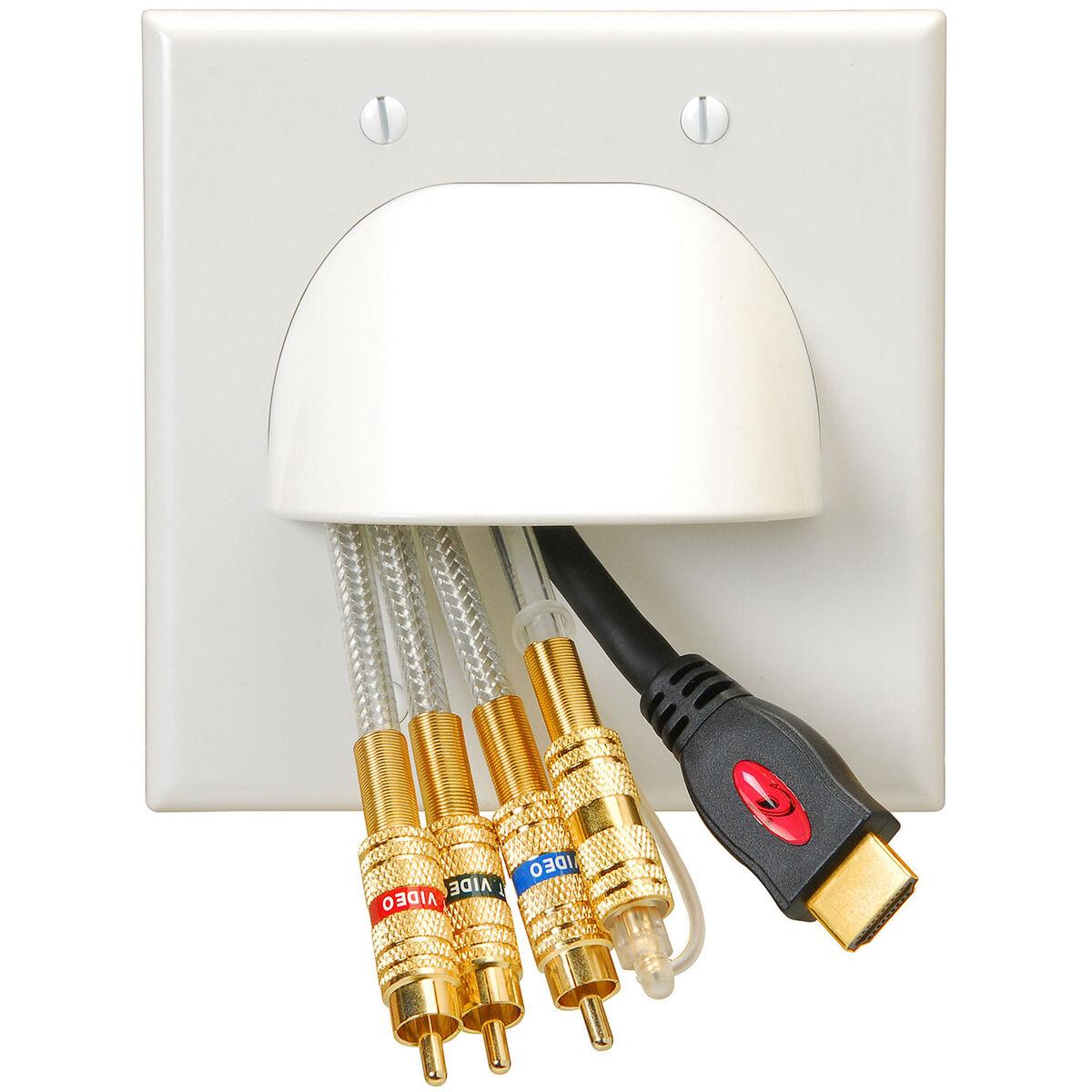 Flat Panel TV Bulk Cable Wall Plate Dual Gang White 