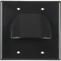 Vanco Dual Gang Reversible Bulk Cable Wall Plate Black