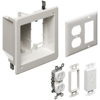 Arlington Industries TVBR505K 2-Gang Recessed Power and Low Voltage TV Box Kit