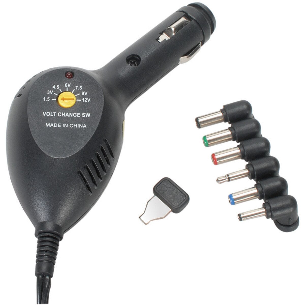 Parts Express Universal DC to DC Regulated 2A Adapter with Interchangeable Tips 12V Input - Multi-Voltage Output