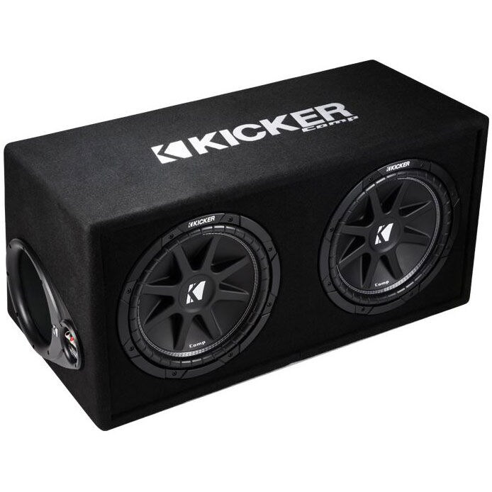 Kicker 43DCWR122 Dual 12 Sub 1000W RMS 2 Ohm Loaded Subwoofer Enclosure Renewed 