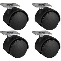 4-Pack 1.5&quot; Black Plastic Caster Wheel Swivel Plate Caster with 55 lb. Load Rating