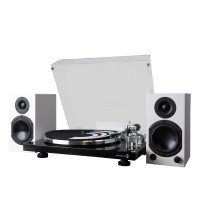 Dayton Audio M4 Powered Monitor and Turntable Bundle White
