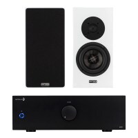 Dayton Audio Gloss White OPAL1 and 2 x 200 Watt A400 Stereo Amplifier Bundle