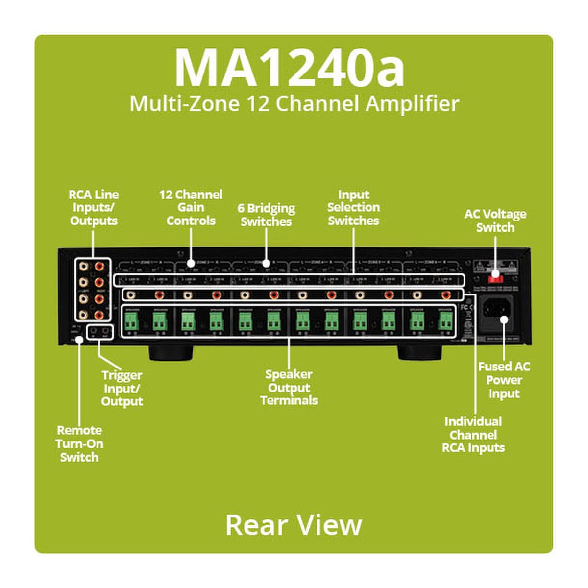 Dayton Audio Ma1240a Multi Zone 12 Channel Amplifier
