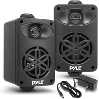 Pyle PDWRBT36BK 3.5&quot; Outdoor Waterproof Bluetooth Speaker Pair Black