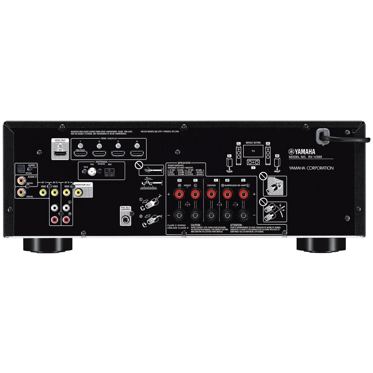 Yamaha Rx V385 5 1 Channel Home Theater Receiver With Bluetooth 100 Watts Per Channel It is wired and requires a surround amplifier (not included). yamaha rx v385 5 1 channel home theater receiver with bluetooth 100 watts per channel