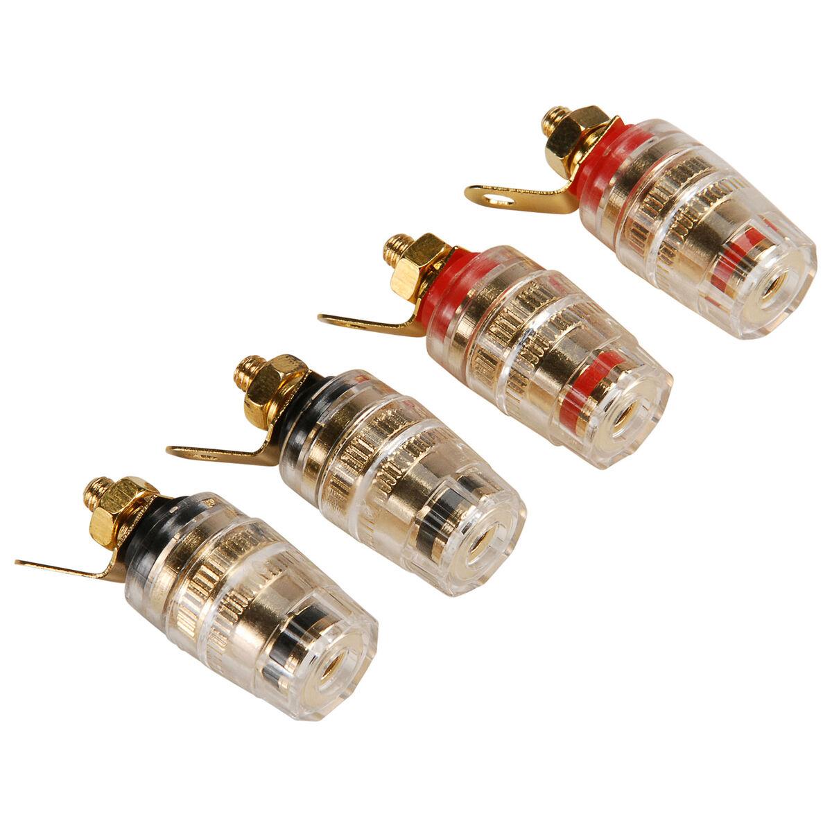 MEIRIYFA 5-weg Luidspreker Binding Post – 4 Mm, Goud Verguld Messing, Rood/zwart – Set Van 4 – Voor Versterkers, Luidsprekers & Audiosystemen – Antioxidant & Isolerend