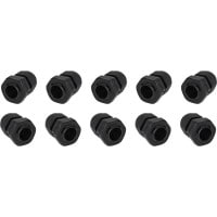 Outdoor IP68 Waterproof PG9 Plastic Cable Glands/Connectors for OD Cables 4-8mm Black 10-Pack