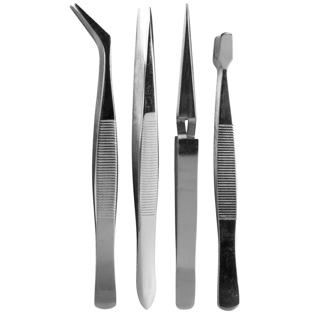 4-Piece Stainless Steel All-Purpose Tweezer Set