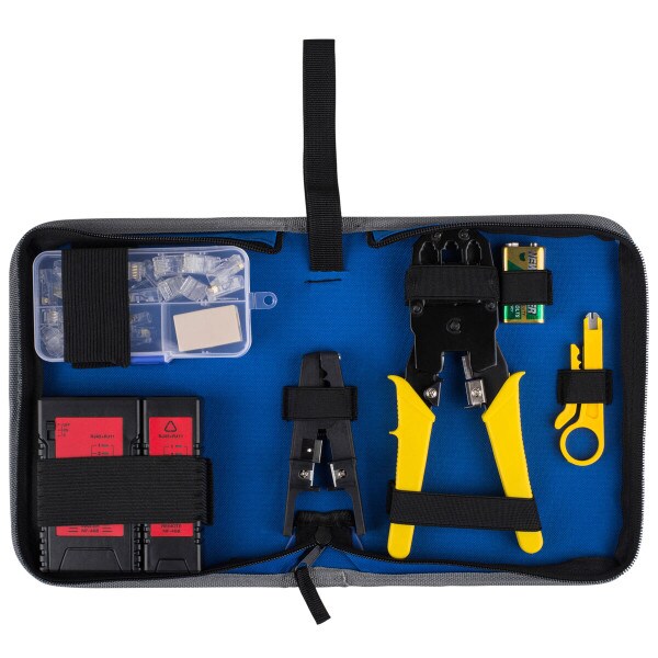Network Ethernet LAN Install Tool Kit with Cable Tester and Case