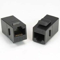 Cat 6 RJ45 Inline Coupler with Keystone Latch - Black