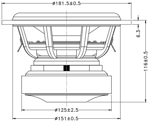 Dimensional drawing of Epique E180HE-44