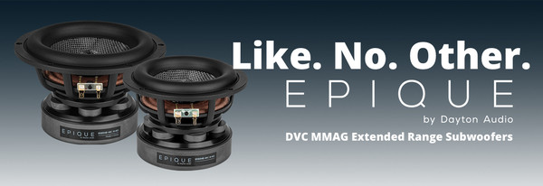 Epique subwoofers on banner with tagline Like No Other