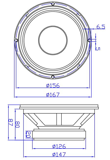 Dayton Audio MB620 mechanical drawing