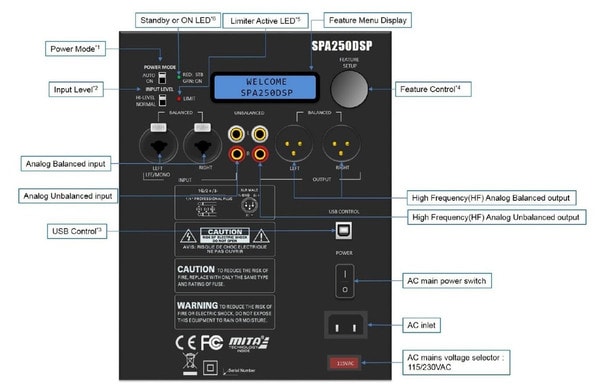 Dayton Audio SPA500DSP Control Features