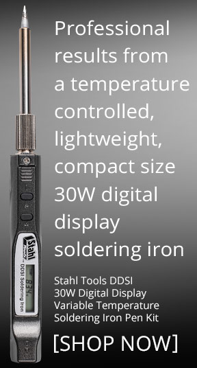 Professional results from a temperature controlled, lightweight, compact size 30W digital display soldering iron. Stahl Tools DDSI 30W Digital Display Variable Temperature Soldering Iron Pen Kit -- SHOP NOW