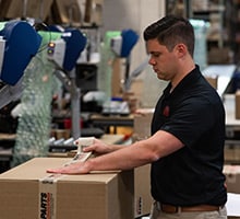 Speaker being boxed to be shipped